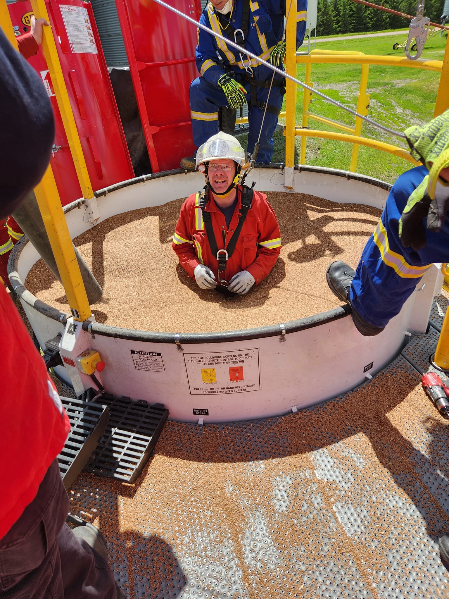 Firefighters train for rescue from horrific grain bin entrapment